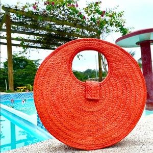 Handmade Toquilla Straw Bright Red Purse